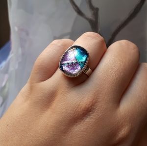 Vintage Sterling Silver Murano Glass Ring
